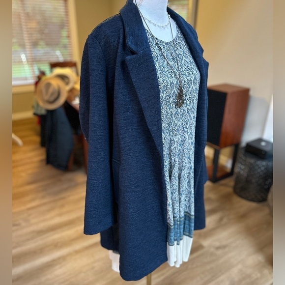 Old Navy oversized Navy Women's lightweight boucle textured Coat - Picture 1 of 7